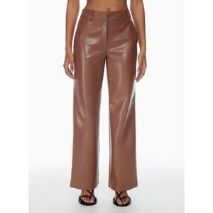 Aritzia Babaton Bazaar Pant Wide Leg Vegan Leather Brown Size 8